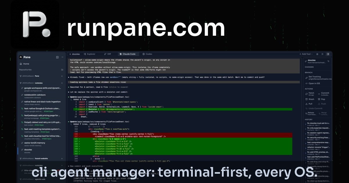 Pane, AI agent workspace, as shown on its official site