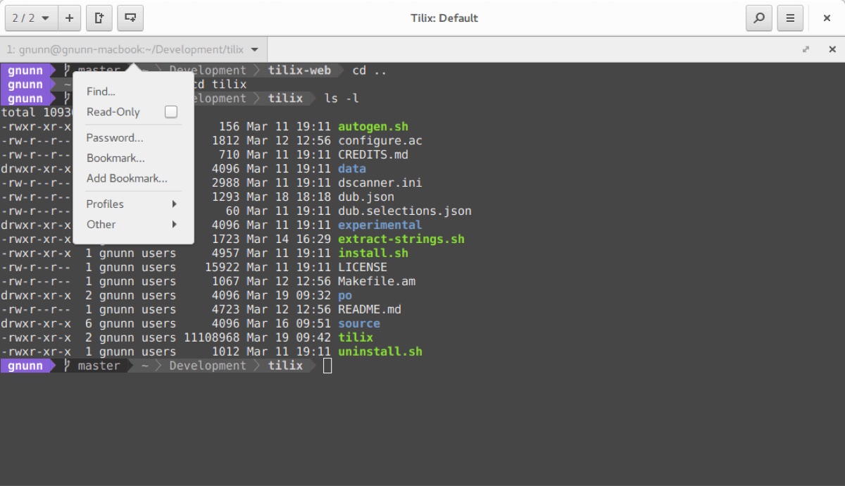 Tilix preview image from its official site