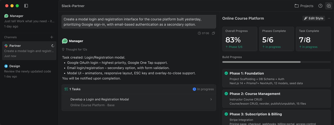 Screenshot of the Verdent AI agent workspace interface